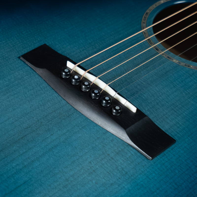 Huss & Dalton "Blue Denim" OM Custom, Reclaimed Sitka Spruce, Quilted Maple, Blue Burst - NEW