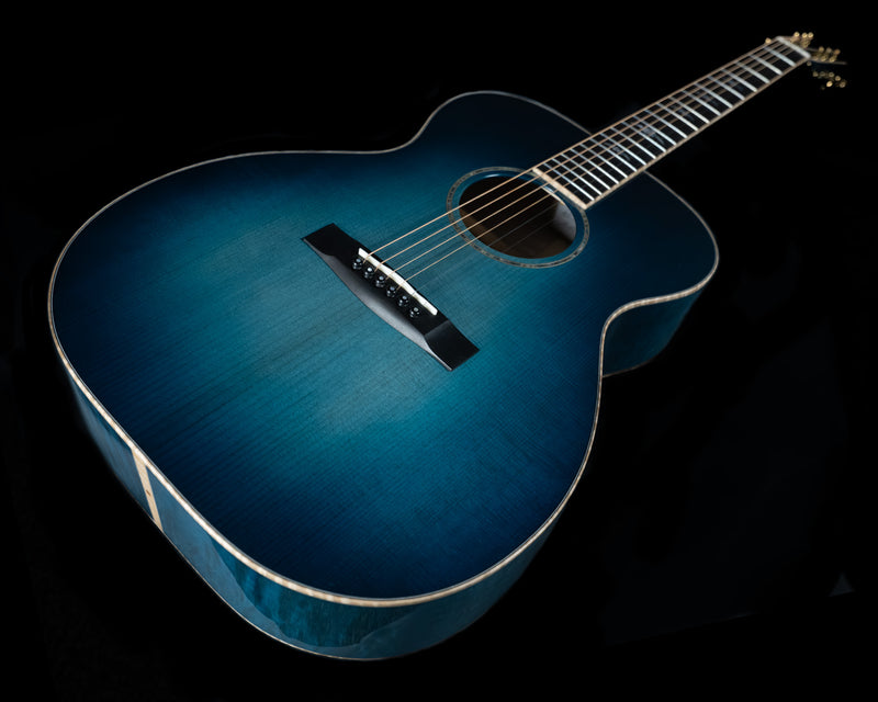 Huss & Dalton "Blue Denim" OM Custom, Reclaimed Sitka Spruce, Quilted Maple, Blue Burst - NEW