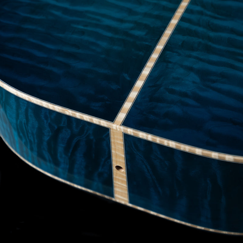 Huss & Dalton "Blue Denim" OM Custom, Reclaimed Sitka Spruce, Quilted Maple, Blue Burst - NEW
