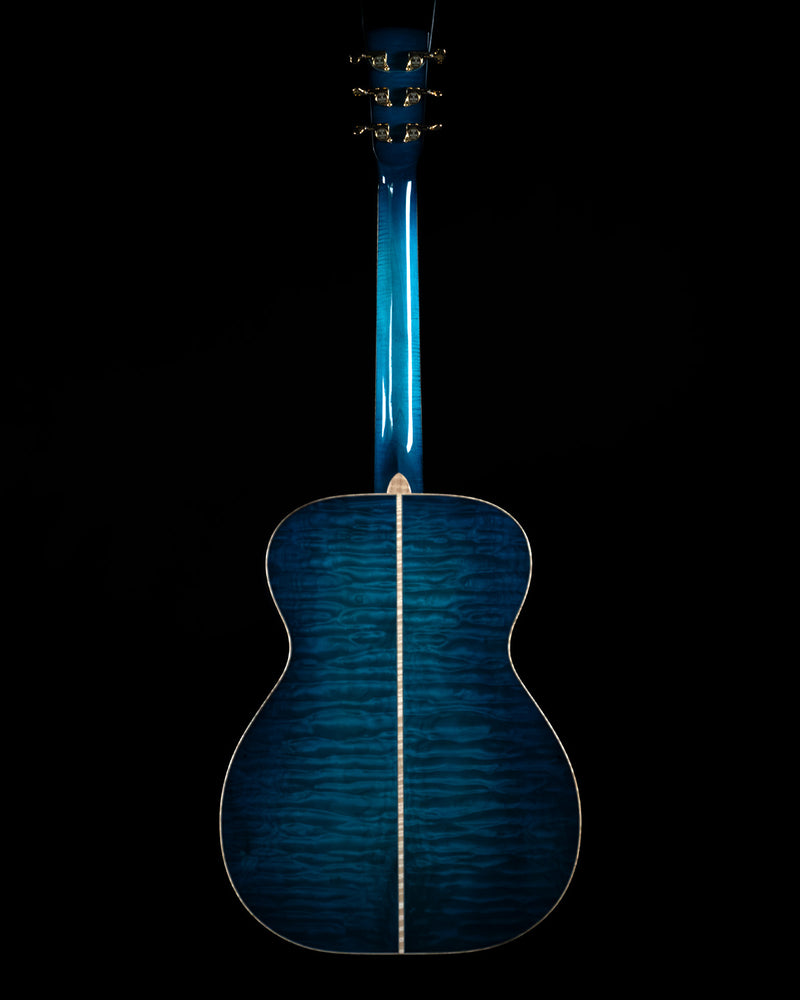 Huss & Dalton "Blue Denim" OM Custom, Reclaimed Sitka Spruce, Quilted Maple, Blue Burst - NEW