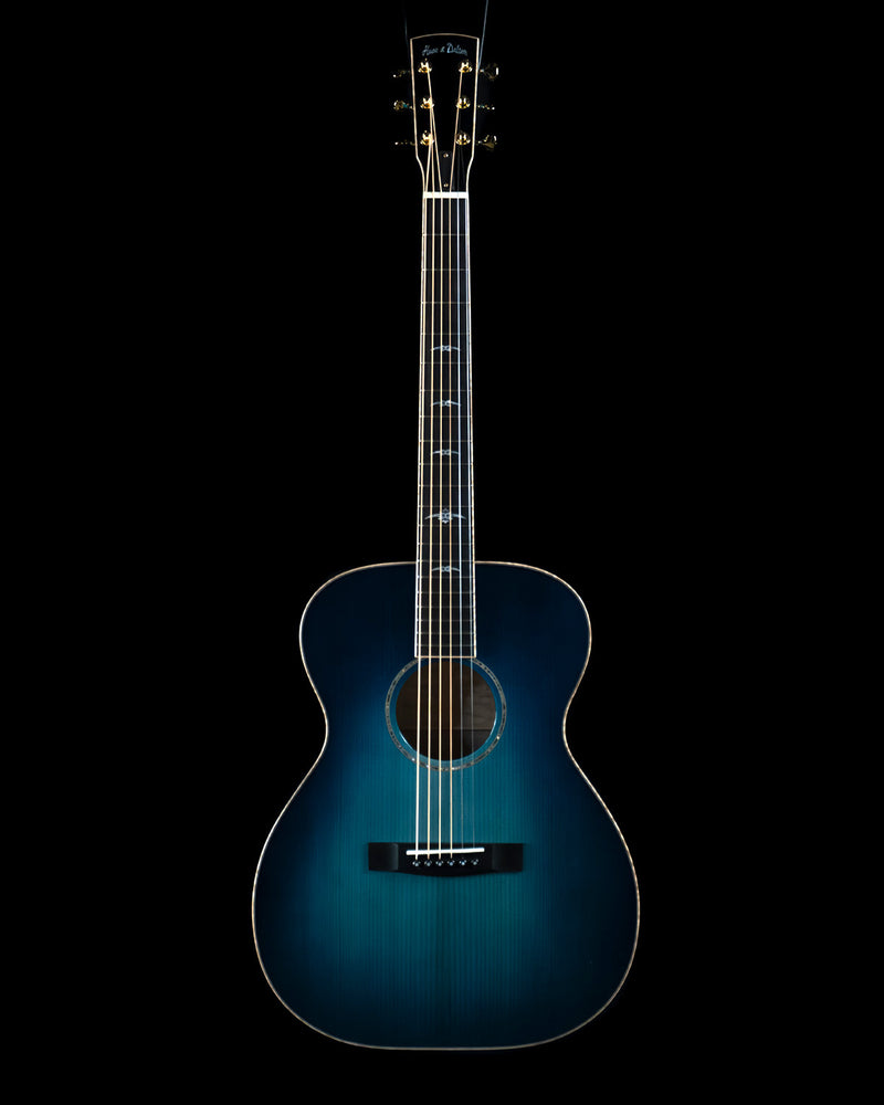 Huss & Dalton "Blue Denim" OM Custom, Reclaimed Sitka Spruce, Quilted Maple, Blue Burst - NEW