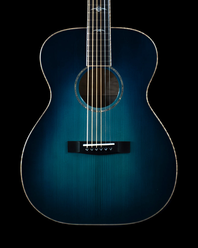 Huss & Dalton "Blue Denim" OM Custom, Reclaimed Sitka Spruce, Quilted Maple, Blue Burst - NEW