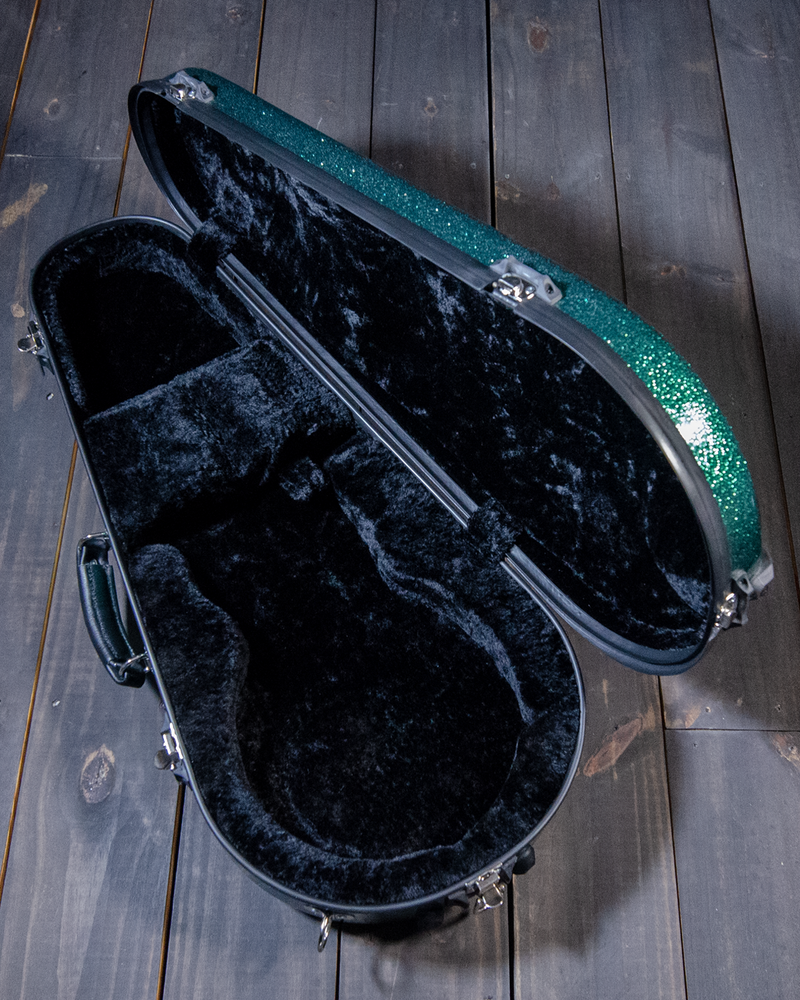 Calton Cases F-Model Mandolin Case, Forest Green Sparkle, Black Interior - NEW