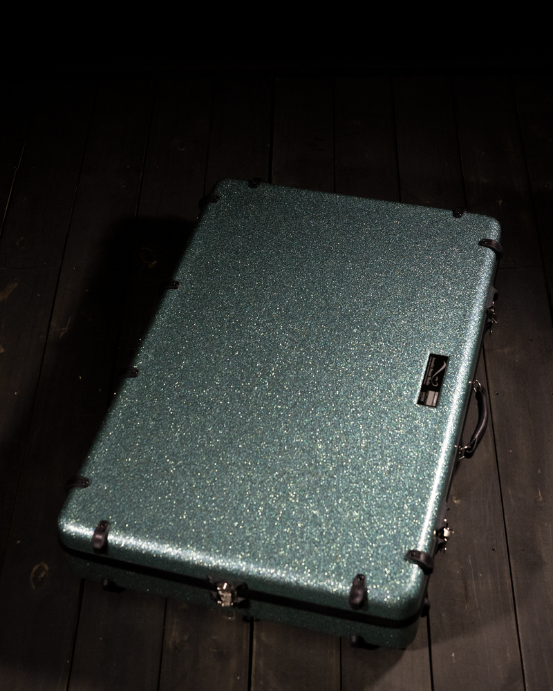 Calton Cases "The Deuce" Mandolin/Fiddle Case, Sea Green Sparkle, Silver Interior - NOS