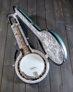 Calton Cases Bluegrass, Resonator Banjo Case, Sea Green Sparkle, Silver Interior - SOLD
