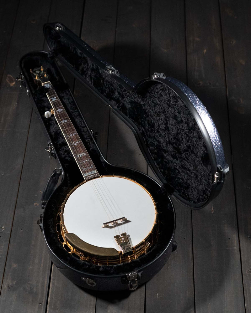 Calton Cases Bluegrass Banjo Case, Gunmetal Silver Sparkle, Black Interior - SOLD