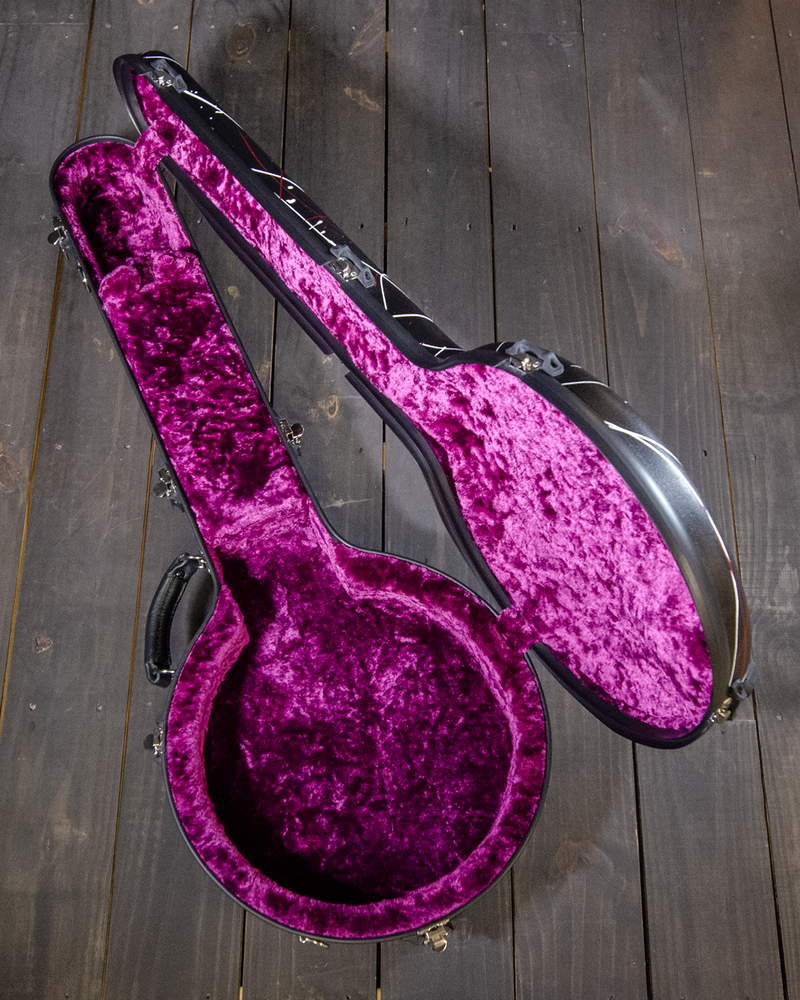 Calton Cases Resonator Banjo Case, Bluegrass Banjo Case, Black w/ Light Splatter, Purple Interior - NEW - SOLD