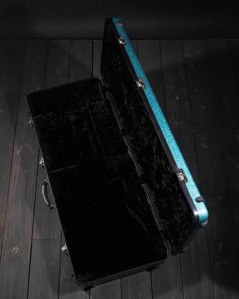 Calton Cases Rectangle Guitar Case, Fits Strat or Tele, Smooth Blue Lagoon Glitter, Black - NEW - SOLD