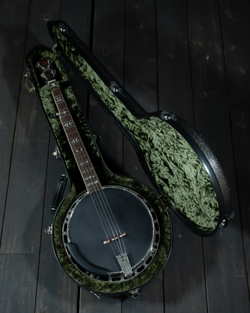 Calton Cases Bluegrass, Resonator Banjo Case, Fools Good Sparkle, Green Interior - USED - SOLD