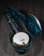 Calton Cases Bluegrass Banjo Case, Sterling Silver Sparkle, Teal Interior - SOLD