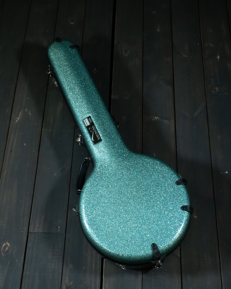 Calton Cases Bluegrass, Resonator Banjo Case, Sea Green Sparkle, Black Interior - NOS