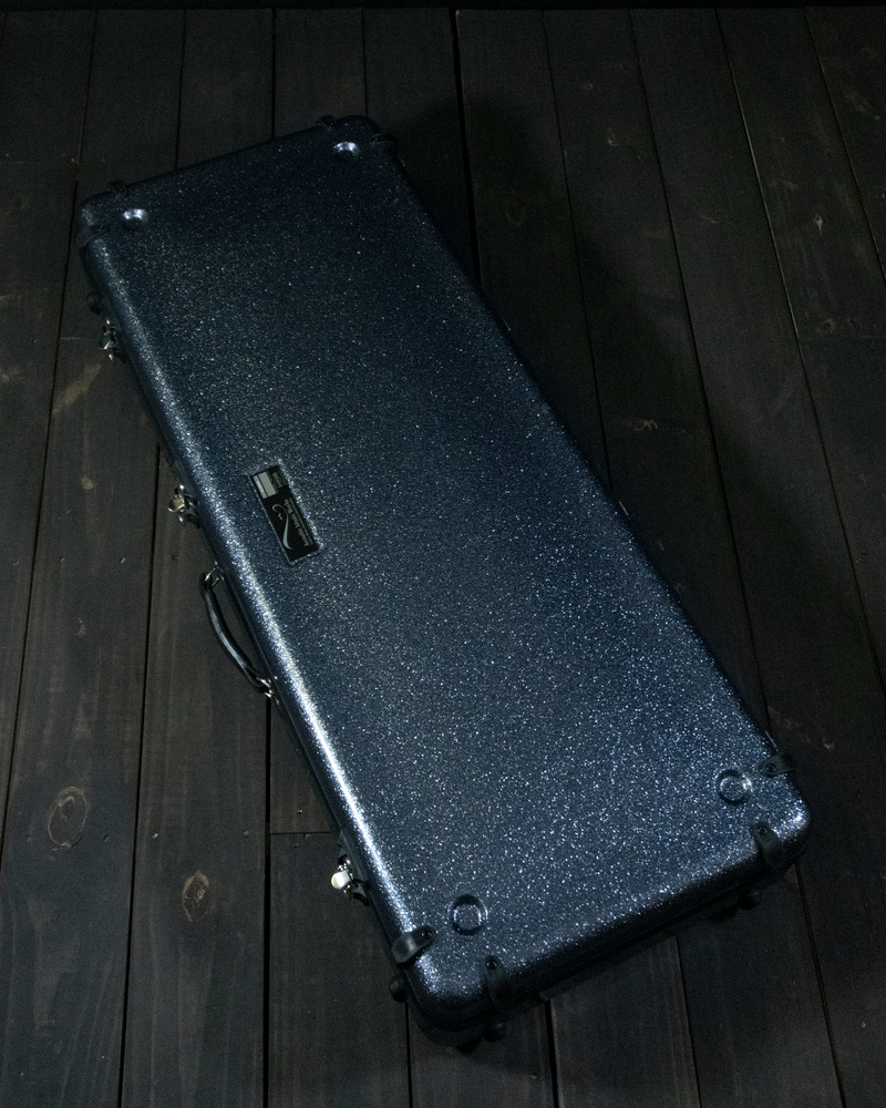 Calton Cases Rectangle Guitar Case, Fits Les Paul, Smooth Gunmetal Silver Sparkle, Black - NOS - SOLD