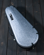 Calton Cases Mandolin Case, Fits F or A Model, Smooth Sterling Silver Sparkle, Purple Interior - NOS - SOLD